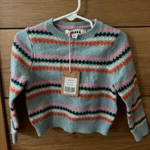 Boden Kids Sweater with Pink, Orange, and Green Stripes